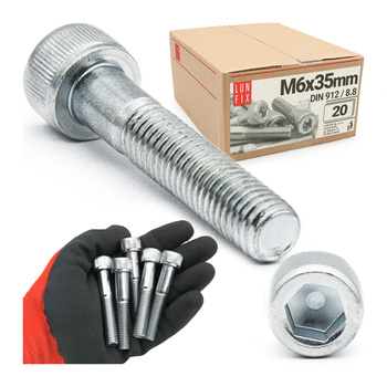 Zylinderkopfschrauben mit Innensechskant M6x35 mm Teilgewinde Festigkeitsklasse 8.8 20stk DIN 912