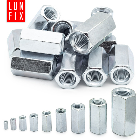10x Gewindemuffe M8 x 24mm DIN 6334 Sechskant Langmutter 10 Stück