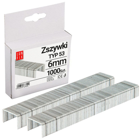 Zszywki tapicerskie 6mm do zszywacza typ 53 1000szt.