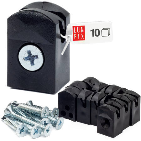 Spanndrahthalter mit Selbstscheidender Schraube 4mm Schwarz 10er Set