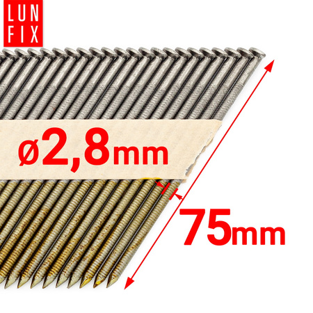 34° Grad Ringschaftnägel 2,8 x 75 mm Packung 2000