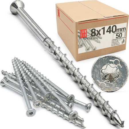 Porenbetonschrauben 8x140 mit Senkkopf und abdruck stern T30 50stk.