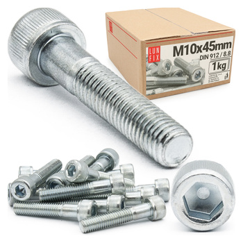 Zylinderkopfschrauben mit Innensechskant M10x45 mm Teilgewinde Festigkeitsklasse 8.8 1kg (25 Stk.)