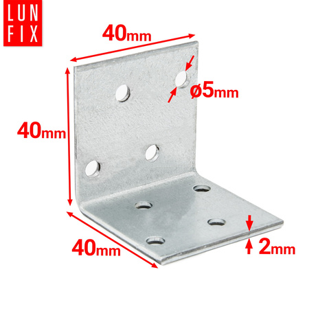 Breitwinkel Eckwinkel 40x40x40x2 mm 10 Stück