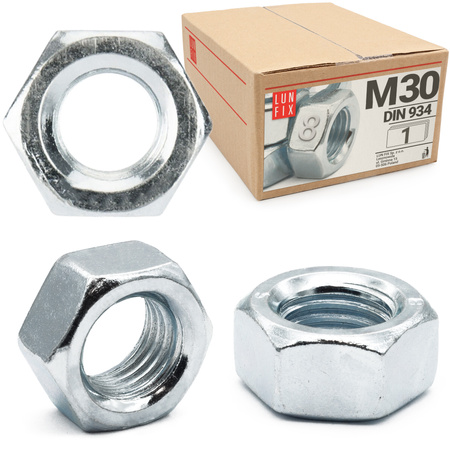 Sechskantmutter M30 - 1 Stück Festigkeit 8 Verzinkter Stahl, Regelgewinde DIN 934