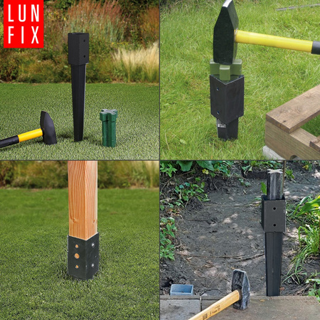 Einschlag-Bodenhülse Shwarz 90x90mm 750 mm