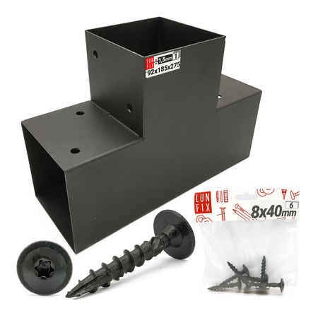 Montage Satz: Schwarz Eckverbinder T 9 x 9 cm + Schrauben