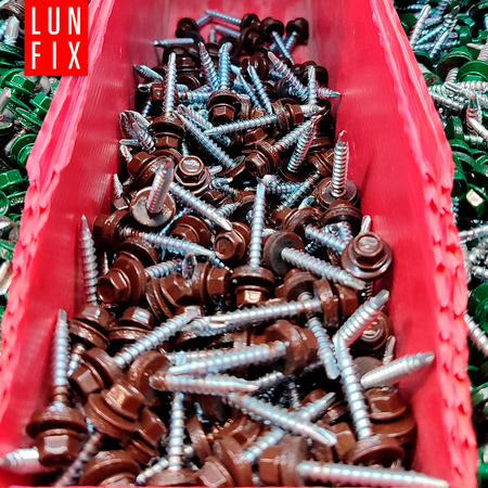 Trapezblechschrauben 4,8 x 35 mm 250 Stück Ziegelrot RAL 8004