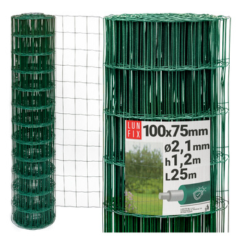 Drahtzaun Gartenzaun Grün H1,2m L25m Maschenweite 100x75mm Ø2,1mm