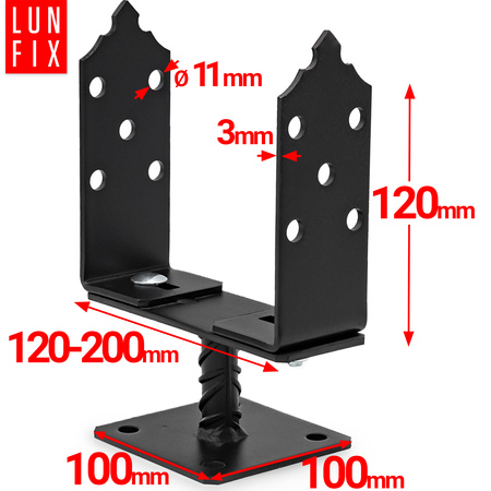Pfostenträger verstellbar 120-200 mm U-Form