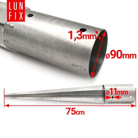 Einschlag-Bodenhülse Ø90mm 750 mm