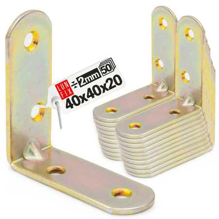 Möbelbauwinkel Gelb Verzinkt 40x40x20x2 mm 50 Stück