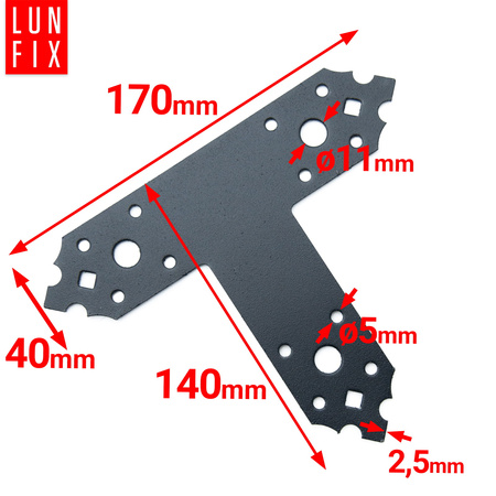 Flachverbinder T - Form Schwarz 170x140x40x2,5mm