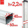 Słupek ogrodzeniowy 60x40 LUNBERG 60x40x2200 1,3mm grubości, ocynkowany 220cm 2,2m