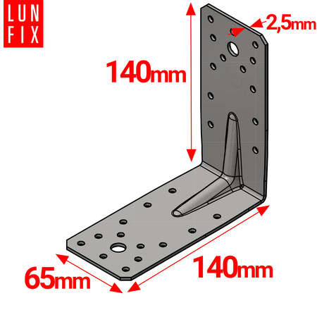Shwarz Winkelverbinder Lochplattenwinkel 140x140x65x2 1stk