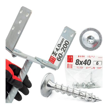 Montage Satz: Pfostenaufnahme mit Betonanker + Schrauben