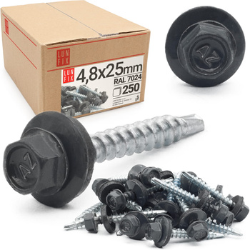 Trapezblechschrauben 4,8 x 25 mm 250 Stück Graphitgrau RAL 7024