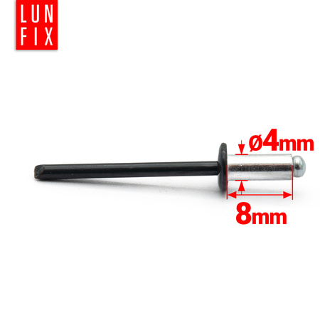 Aluminium Blindnieten DIN7337 4x8 mm 100 Stück RAL 9005 Tiefschwarz