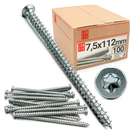 Rahmenschraube 7,5x112 mm Fensterrahmenschrauben Senkkopf 100 Stück