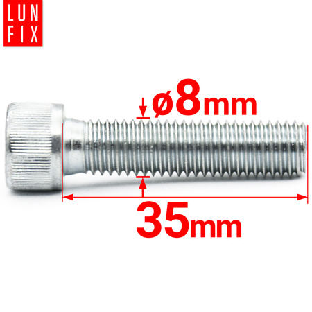 Zylinderkopfschrauben mit Innensechskant M8x35 mm Festigkeitsklasse 8.8 1kg (55 Stk.) bis Kopf DIN 912