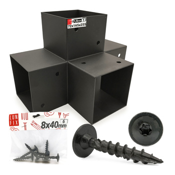 Montage Satz: Schwarz Eckverbinder X 7 x 7 cm + Schrauben