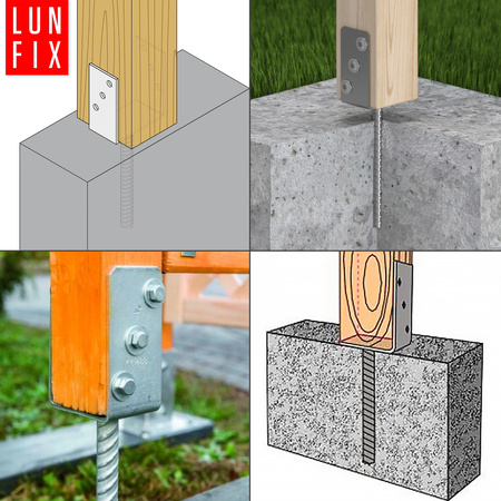 Montage Satz: Pfostenaufnahme 100 mit Betonanker + Schrauben