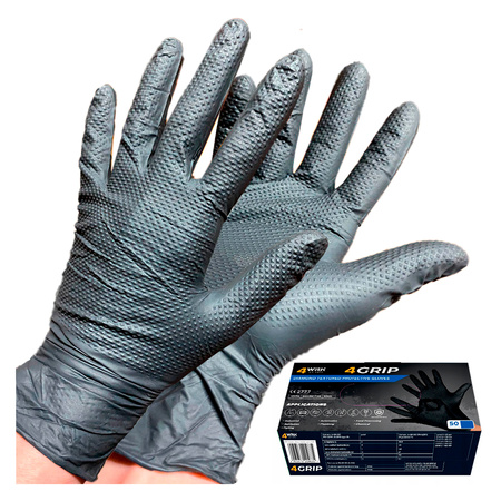 Puderfreie Nitril-Arbeitshandschuhe Größe 10 XL Schwarz 50 stk (25 paar)