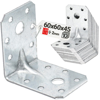 10er Set Schwerlast Winkelverbinder 60x60x45