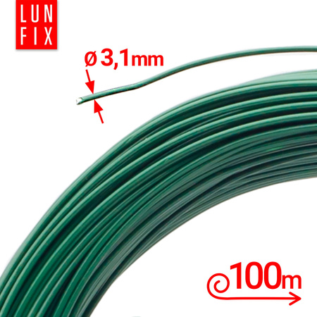 Spanndraht Gartendraht Grün Verzinkt und PVC 100m  Ø3,1mm
