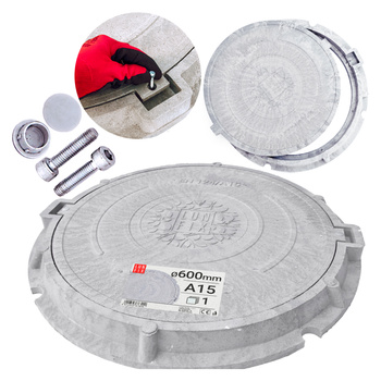 Kanaldeckel Schachtabdeckung mit Flanschrahmen DN 600 mm A15 1,5t Hellgrau