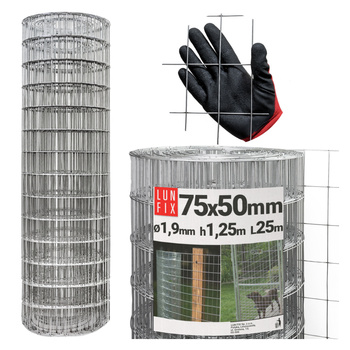 Geschweißter Verzinkt Maschendraht H1,25m L25m Maschenweite 75x50mm Ø1,9mm