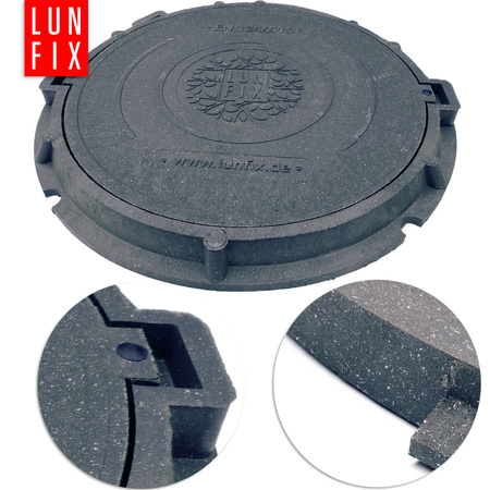 Kanaldeckel Schachtabdeckung mit Flanschrahmen DN 600 mm A15 1,5t Schwarz