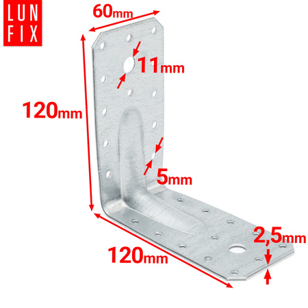 Schwerlast Winkelverbinder 120x120x60x2,5 mm