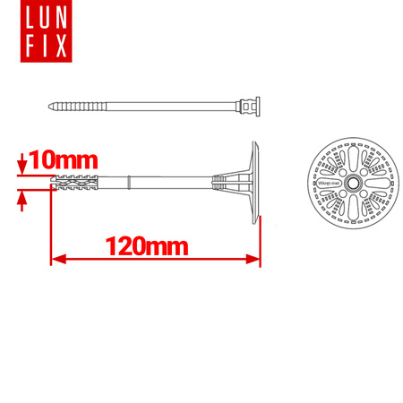 Styropordübel 120 mm Dämmstoffdübel 200stk.