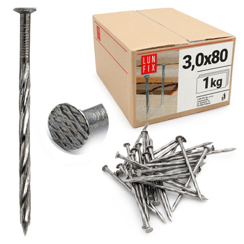 Drehnägel 3x80 1kg, Unverzinkt Langlebige Schraubnägel