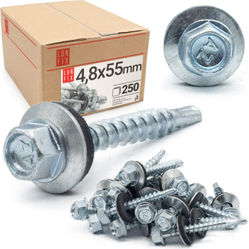 Trapezblechschrauben 4,8 x 55 mm 250 Stück Silber verzinkt