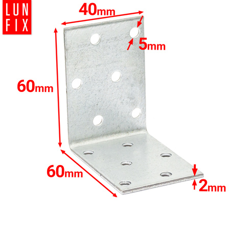 Breitwinkel Eckwinkel Verzinkt 60x60x40x2mm 10stk.