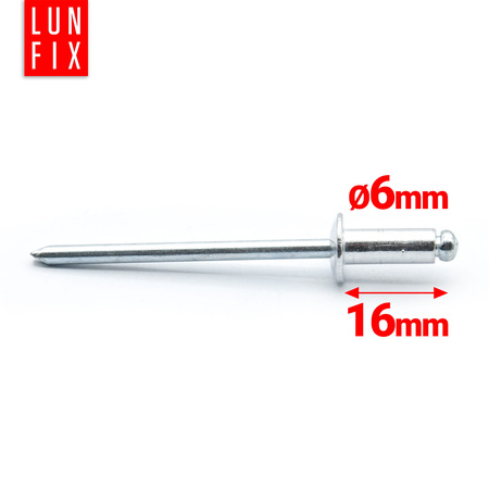 Aluminium Blindnieten DIN7337 6x16 mm 1kg Silber