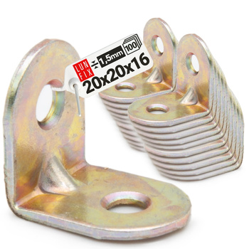 Möbelbauwinkel Gelb Verzinkt 20x20x16x1,5 mm 100 Stück