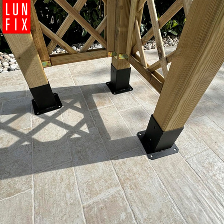 Montage Satz: Pfostenbasis Schwarz 7x7 + Schrauben