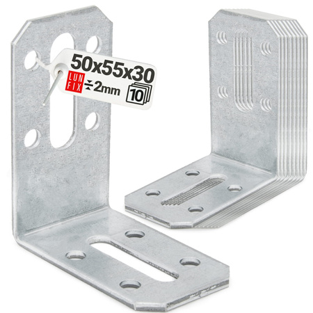 Justierbare Winkelverbinder 50x55x30x2 mm 10 Stück