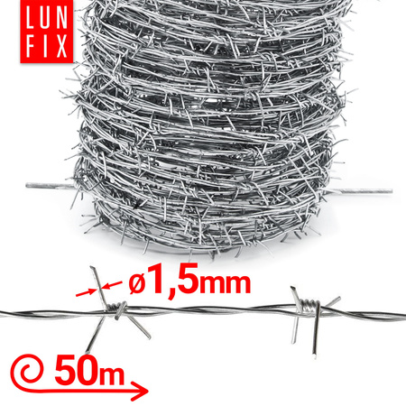 Stacheldraht Weidezaun 1,5mm doppelt Verdrillt 50m