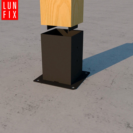 Montage Satz: Pfostenbasis Schwarz 12x12 + Schrauben