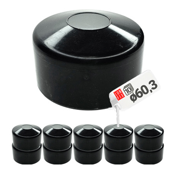 Pfostenkappen Schwarz 60,3 mm Rund 10 Stück