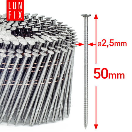 16° Grad Ring Drahtgebundene Coilnägel 2,5 x 50 mm Packung 9000 Stück