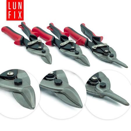 Nożyce do cięcia blachy i metalu 250mm LEWE PRAWE PROSTE 3szt