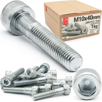 Zylinderkopfschrauben mit Innensechskant M10x40 mm Teilgewinde Festigkeitsklasse 8.8 1kg DIN 912
