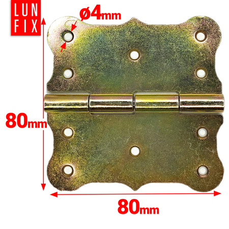 Scharnier Verzinkt Gelb Dekorativ 80x80x1,5mm