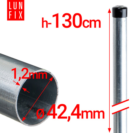 Słupek okrągły ogrodzeniowy ocynkowany fi 42,4mm 1,3m