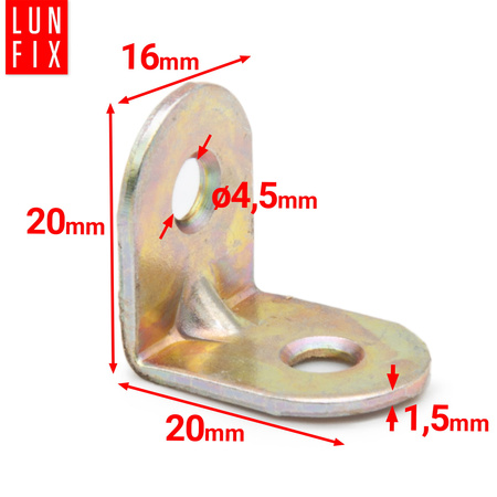 Möbelbauwinkel Gelb Verzinkt 20x20x16x1,5 mm